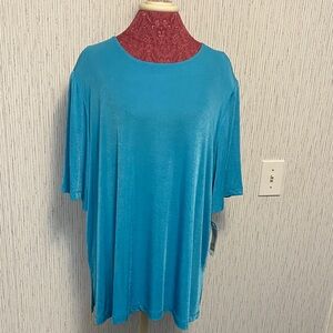 Vikki Vi Chic Turquoise Short Sleeve Women's Blouse Size 2X